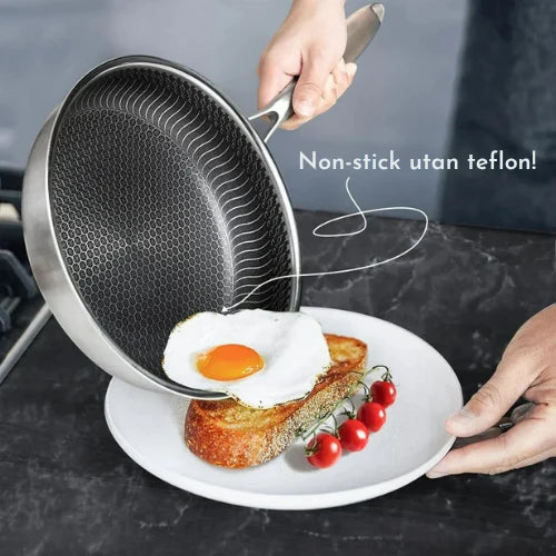 Premium Hybrid pan – frying pan stainless & non-stick in one