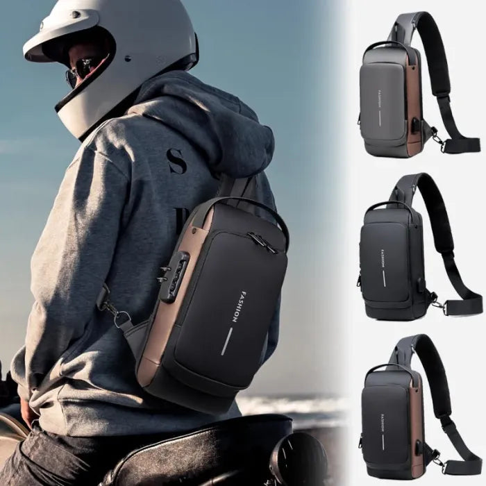 Anti-theft and waterproof shoulder strap bag with USB charging