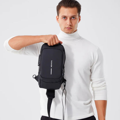 Anti-theft and waterproof shoulder strap bag with USB charging