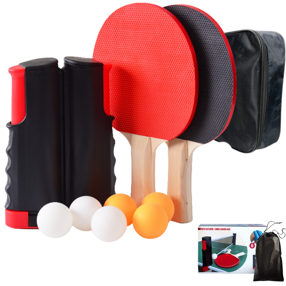 Portable Table Tennis Set - Retractable Ping Pong Net + Rackets & Balls
