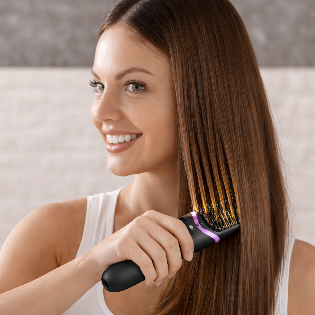 Portable Heat Brush - Smooth, styled hair in minutes