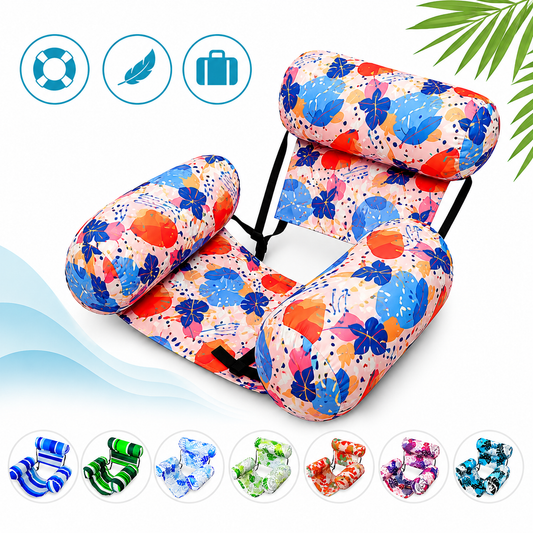 Inflatable floating chair with backrest