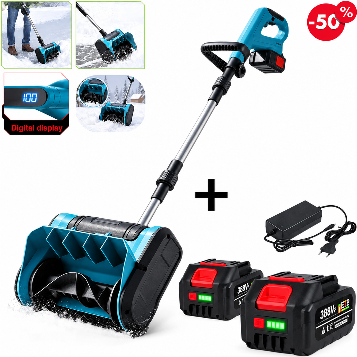 Battery powered snow shovel
