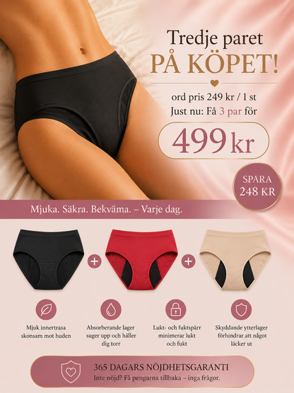 Menstrual panties and bathing briefs with high absorption