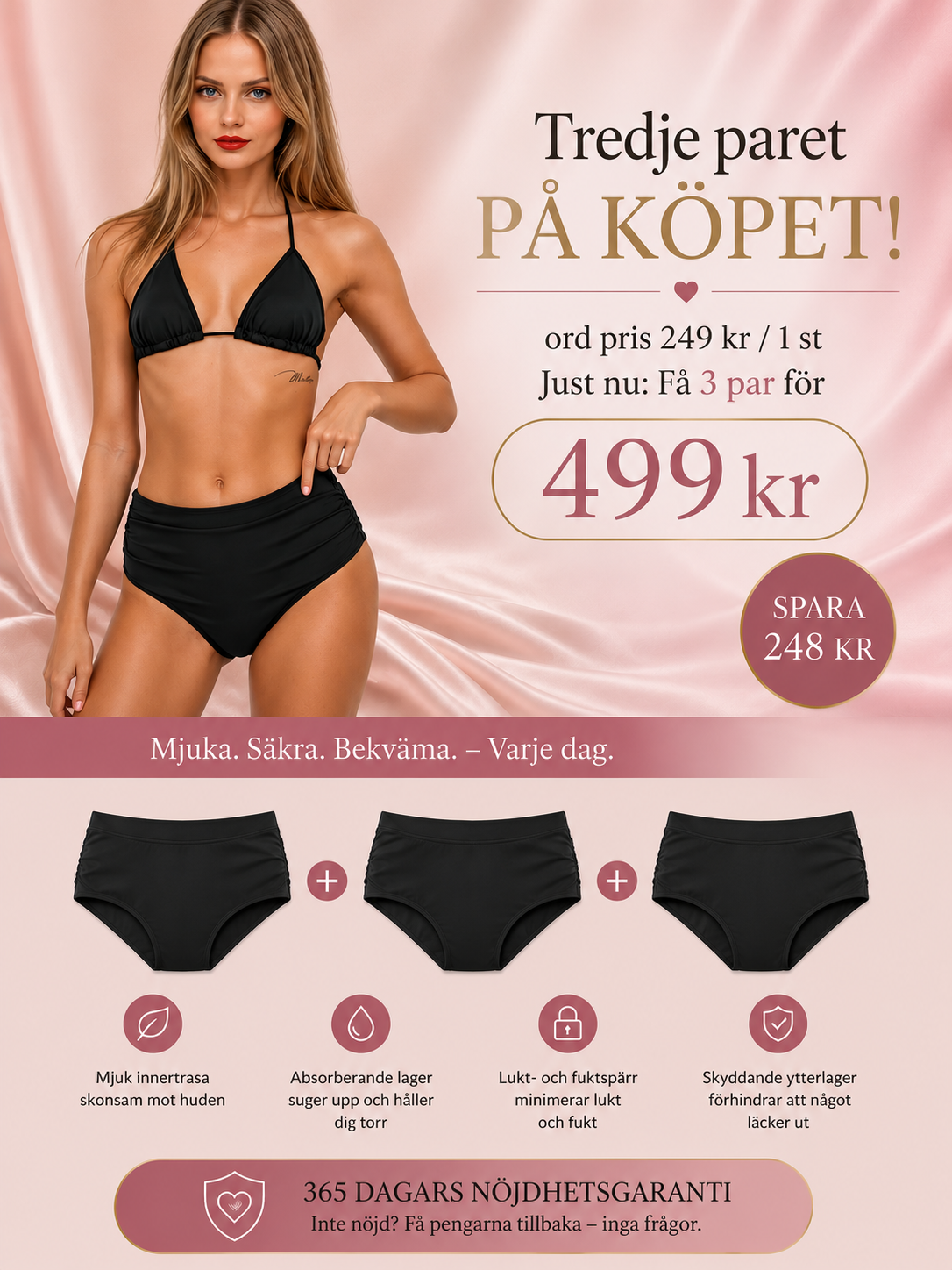 Menstrual panties and bathing briefs with high absorption