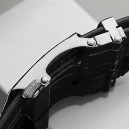 Classic leather belt with automatic buckle