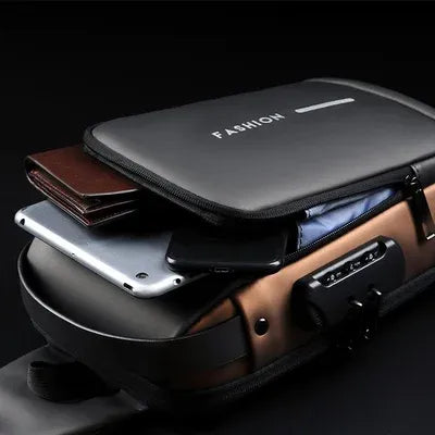 Anti-theft and waterproof shoulder strap bag with USB charging