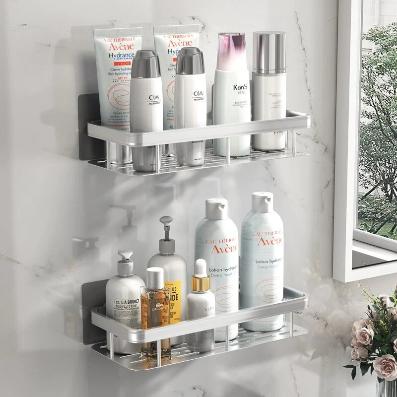 Self-adhesive wall shelf without drilling - Stable storage for bathroom & kitchen