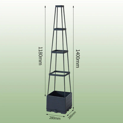 Self-watering planter tower with trellis - for flowers and climbing plants